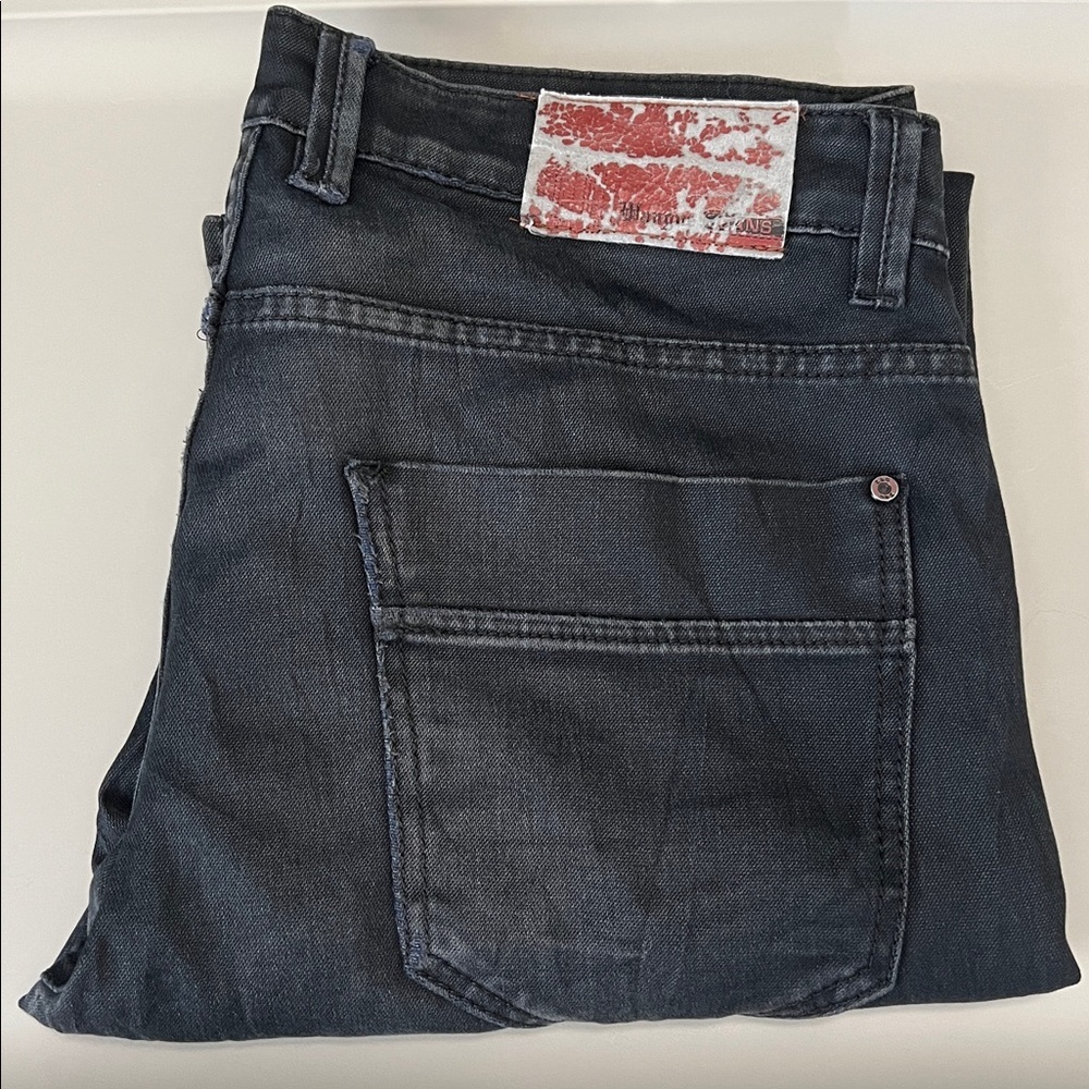 Wangue Jeans Straight Leg Jeans Dark Gray/Black Wash Size 36 *Fair Condition